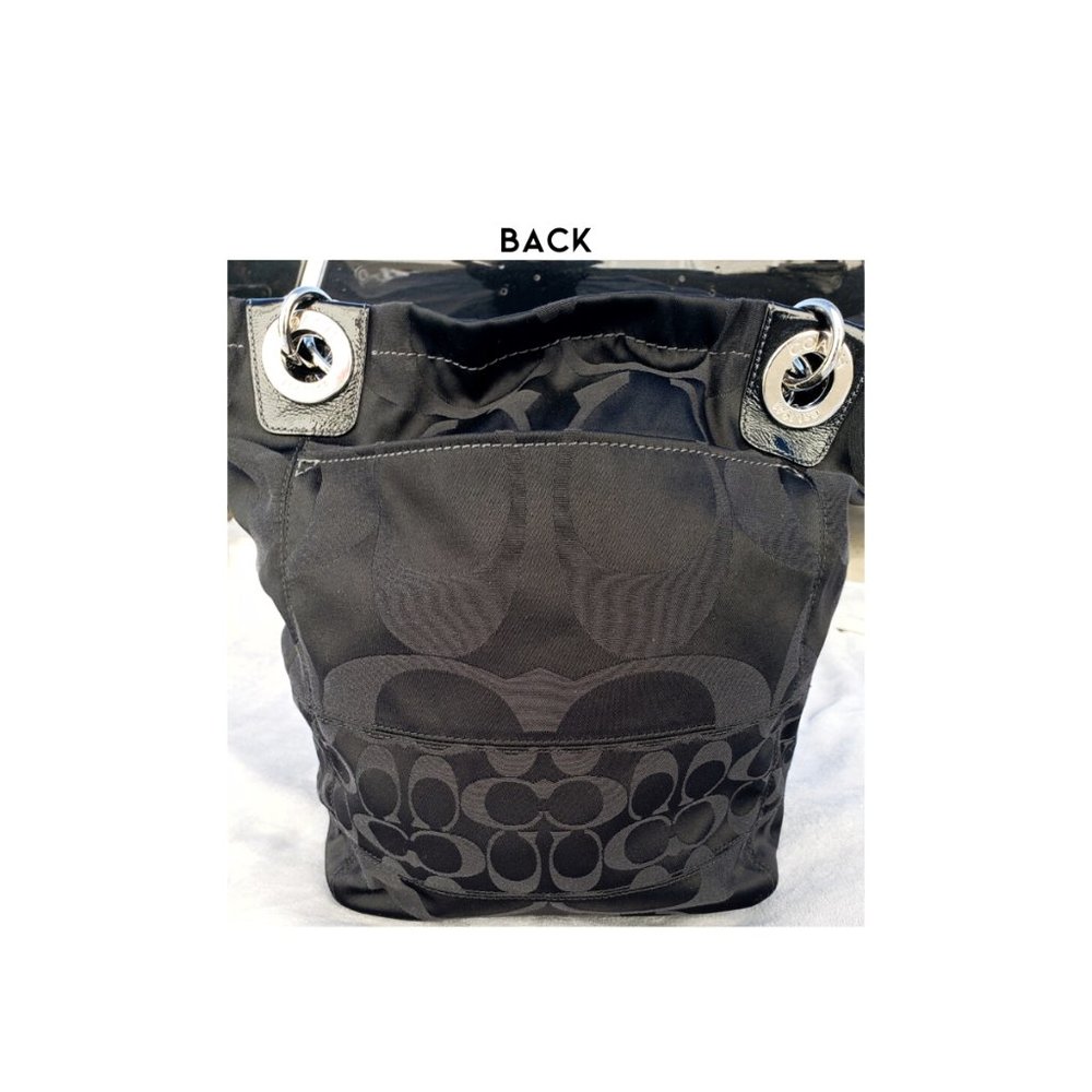 Coach Black Monogram Alex Sateen Tote Two-Strap Brilliant Nickle Hardware - Picture 13 of 14